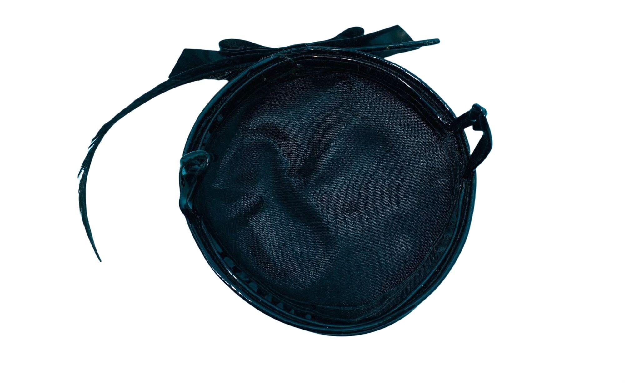 Vintage 1950s Patent Hat Black Bow & Feather Shiny Beret Feather Beret Vintage Hats for Women for sale | eBay main image 3