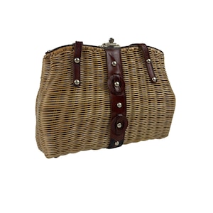 Vintage Leather Bucket Bag Tan Brown Western Buckle Boho  display picture 2
