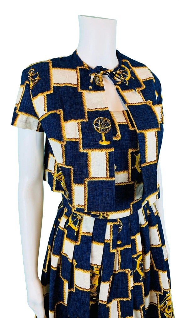 Vintage 1950s Nautical Novelty Print Dress Capele… - image 5