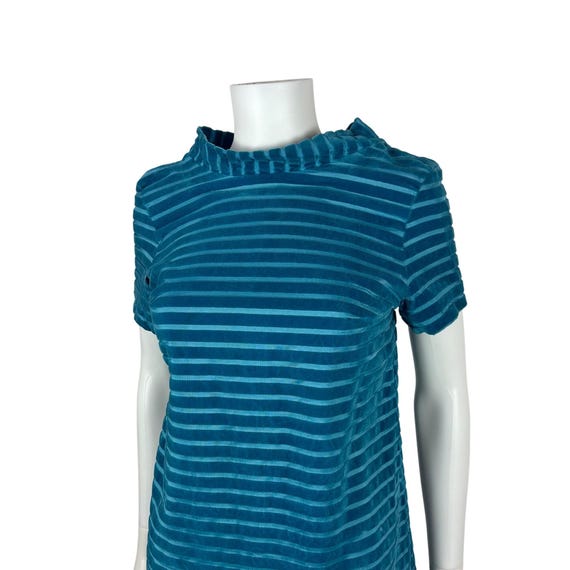 Vintage 60s Velvet Mini Dress Womens Medium Mod T… - image 6