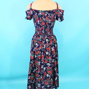 1980s sun dress off shoulder sweetheart neckline floral vintage dress W 24-31 image 10