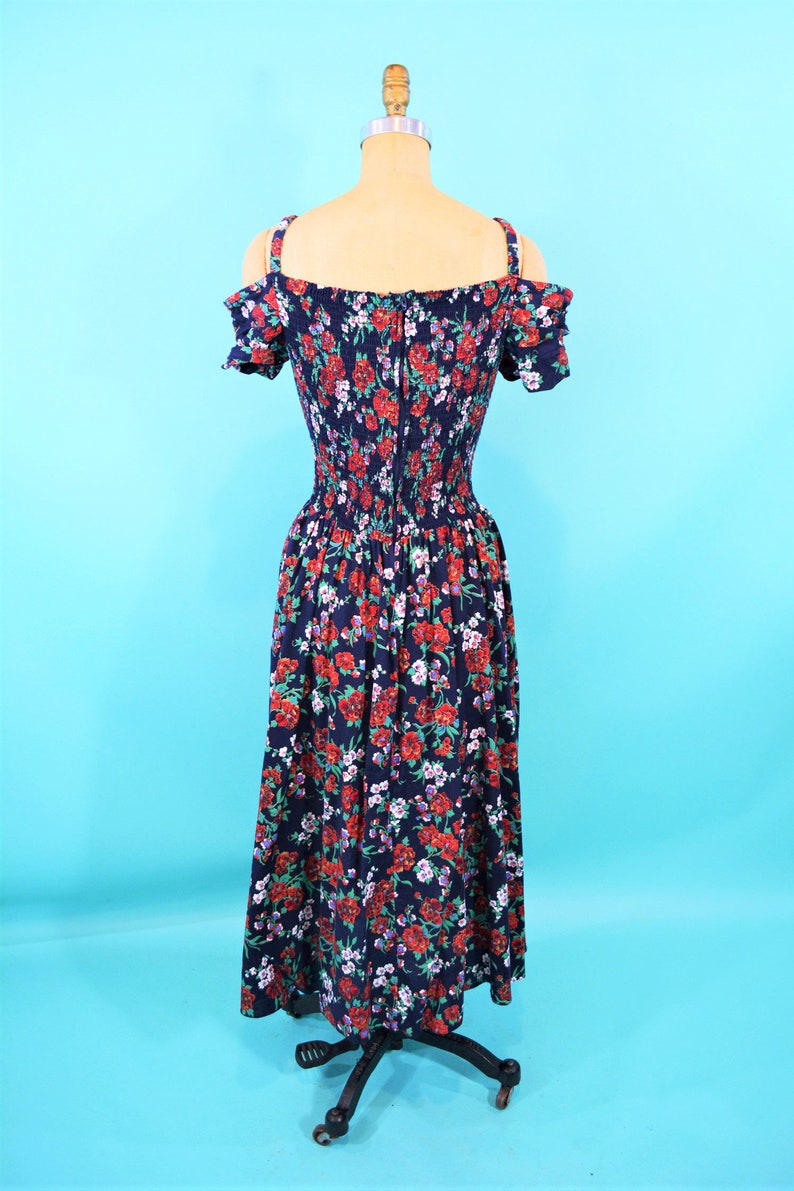 1980s sun dress off shoulder sweetheart neckline floral vintage dress W 24-31 image 10