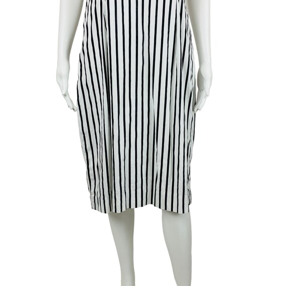 Vintage 1980s Black White Striped Day Dress Handm… - image 6