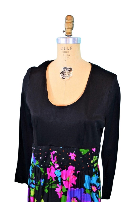 Vintage 1960s Purple Floral Rhinestone Evening Ma… - image 5