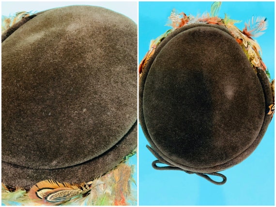 Vintage 1950s Feather Hat | Pinehurst Brown Round… - image 3