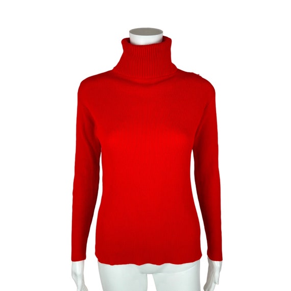 Vintage 70s Turtleneck Solid Red Women's Acrylic … - image 8