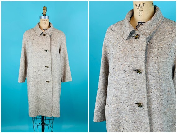 Vintage 1960s Tweed Coat | Beige Autumnal Colors O