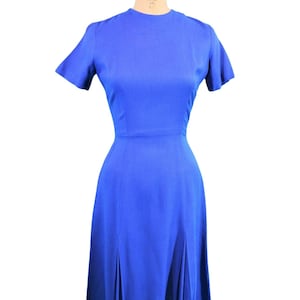 Vintage 1960s Solid Day Dress Cobalt Blue Alison Ayres | W 24&quot;
