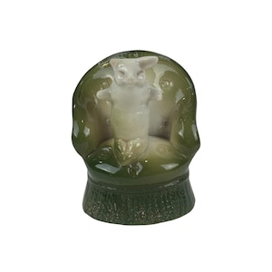 Vintage Porcelain Pig On Chair Toothpick Holder Tiny Green Vase