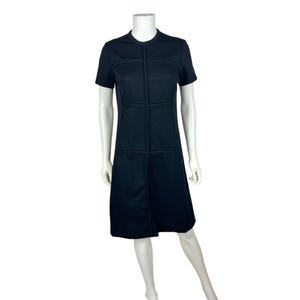 Vintage 60s Mini Dress Womens Small Geometric Black Mod Shift