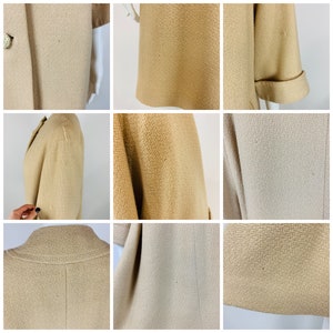 Vintage 1950s Tan Overcoat Knit 3 Quarter Sleeve Coat Cool Buttons image 9