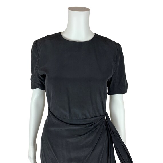 Vintage 1990s Black Silk Dress Wrap Style Timeles… - image 6