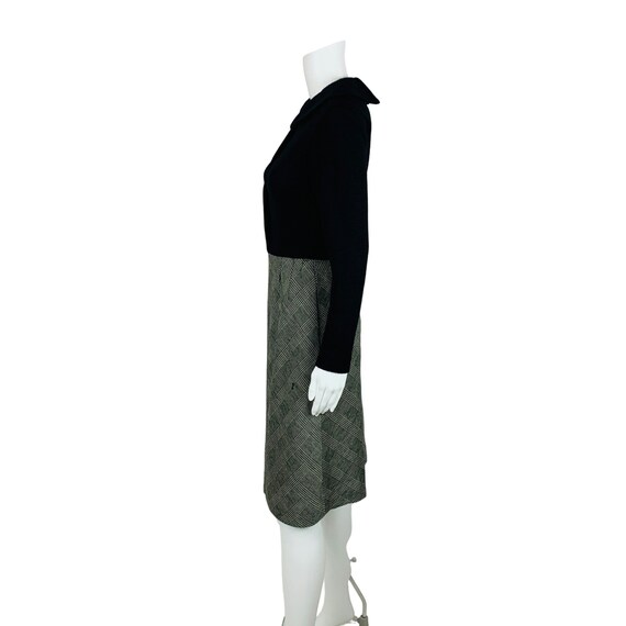 Vintage 1960s Black Houndstooth Skirt Mod Dress P… - image 8