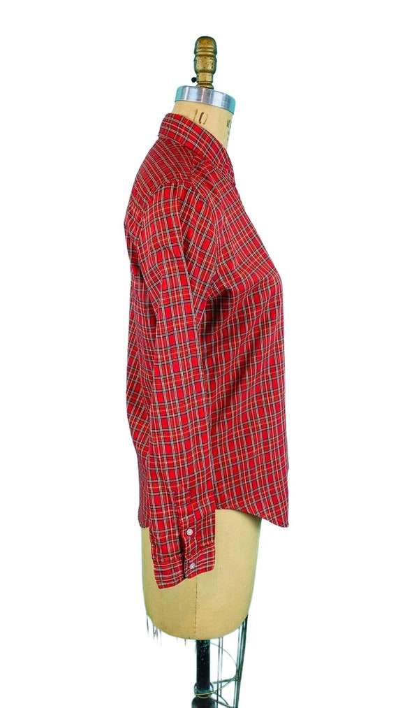 Vintage 1980s Red Plaid Blouse Pierre Cardin Chri… - image 8