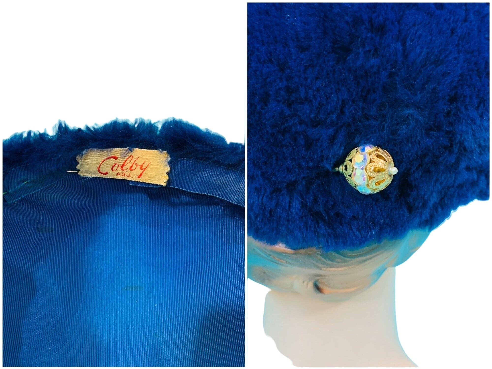 Vintage 1960s Faux Fur Hat Mod Colby Blue Round Cap - Etsy