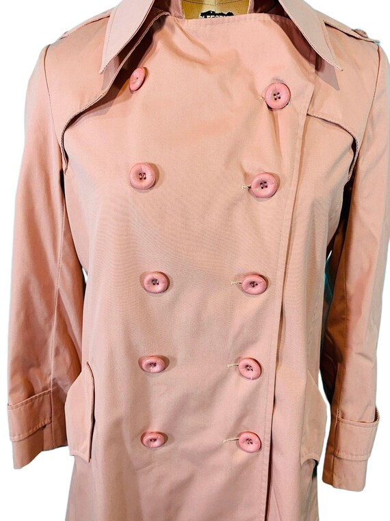 Vintage 1980s Light Peach Pink Trench Coat | B 40" - image 4