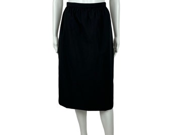 Vintage 80s Day Skirt Women's XXS Solid Black Skirt High Waist Pencil