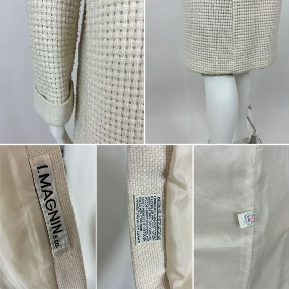 Vintage 70s Cable Knit Coat Women's Small Cream B… - image 10