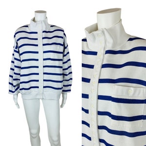Vintage 80s Purple Striped Sweatshirt Raglan Sleeve Button Up Top B 48&quot;
