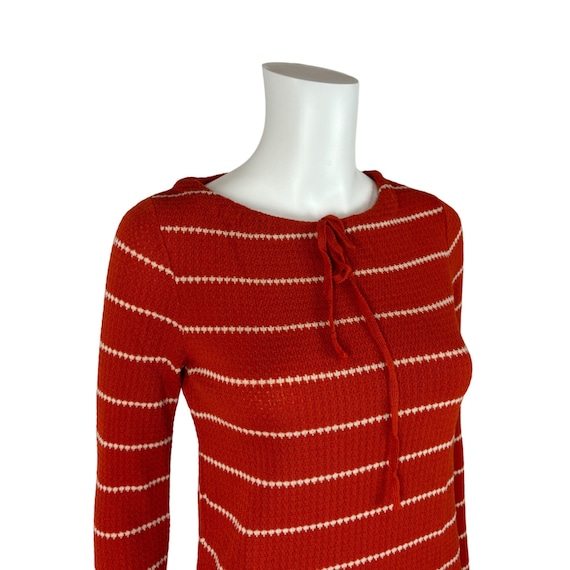 Vintage 70s Striped Sweater Women's XXS Burnt Ora… - image 5