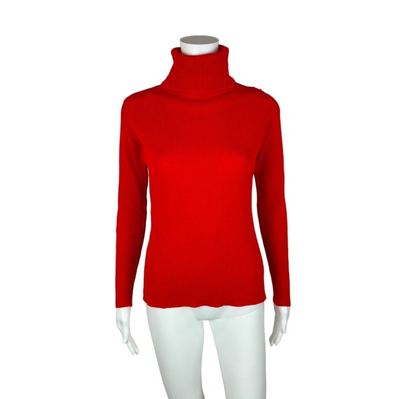 Vintage 70s Turtleneck Solid Red Women's Acrylic … - image 1