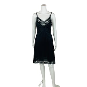 Vintage Slip Dress Black Lace Trim Lingerie Sliperfection 34