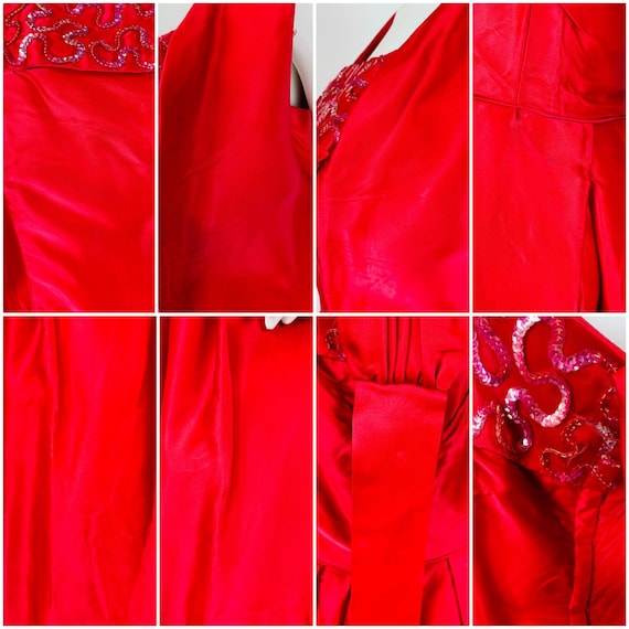 Vintage 1960s Satin Ball Gown Hot Pink Sequins Fo… - image 10