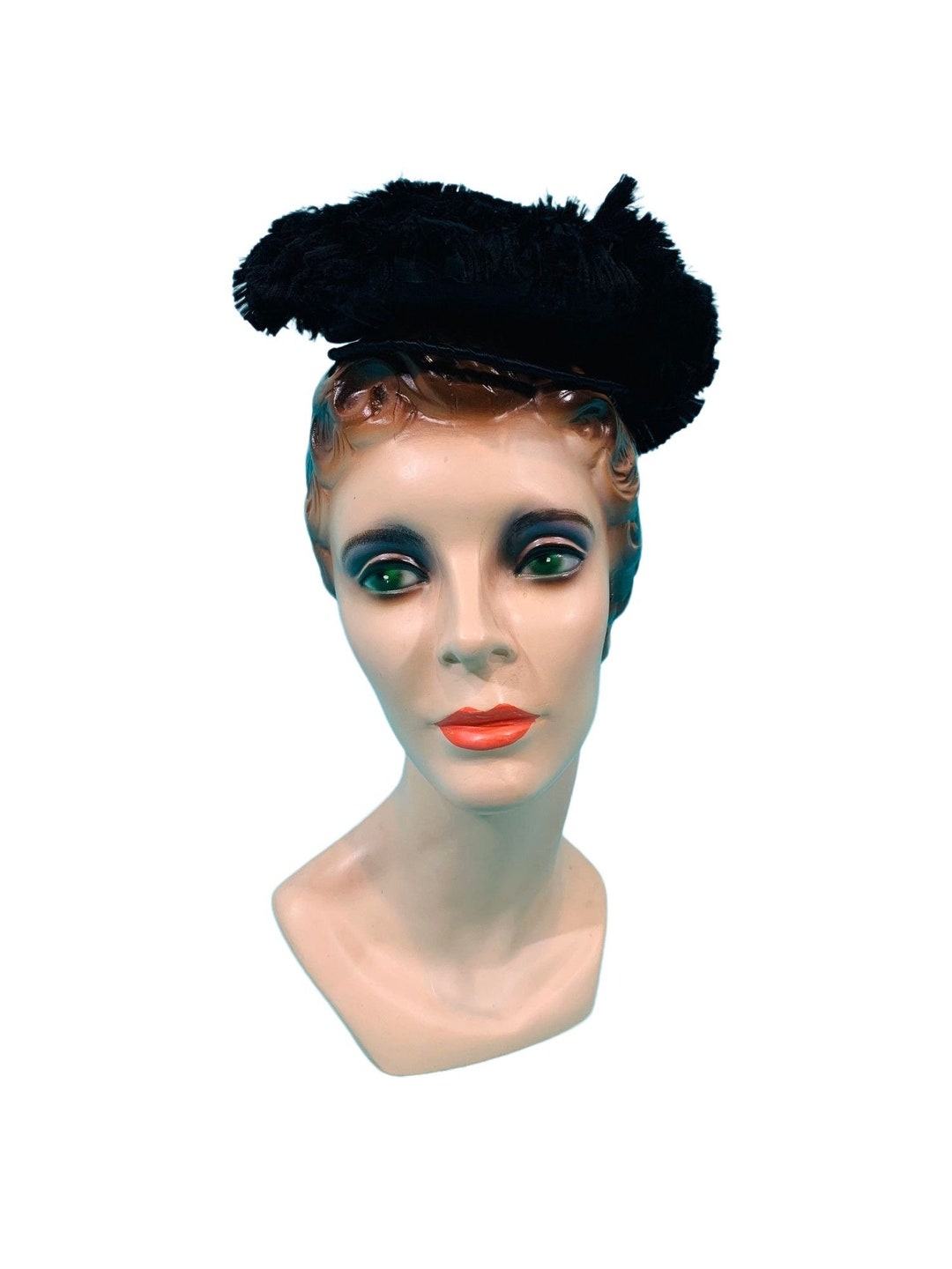 Vintage 30s Black Hat Women display picture 3