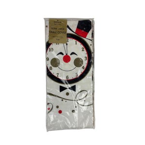 Vintage Silvester Tischdecke Happy Clock Print 60 x 102 Party Tischdecke