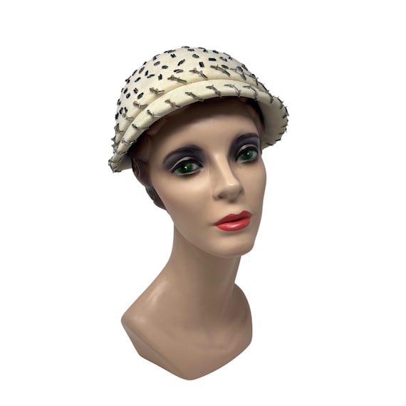 Vintage beaded hat Vintage Beaded Half Hat With G Fox Hatbox, Vintage Hat  main image 3