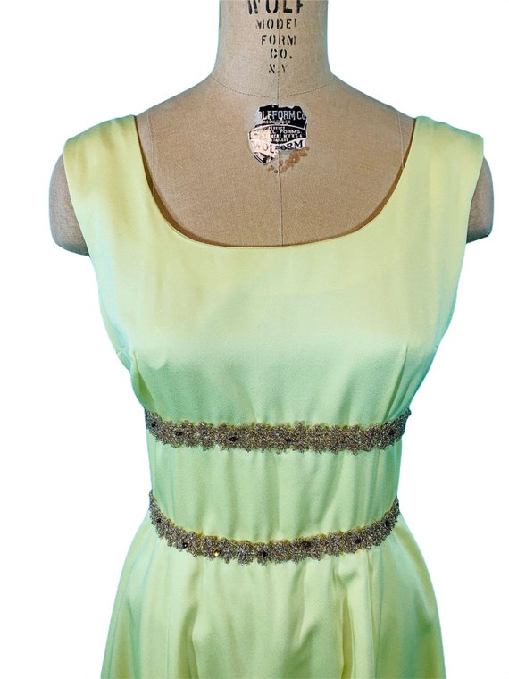 Vintage 1960s Yellow Ball Gown Gold Princess Even… - image 5
