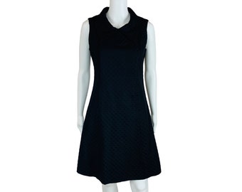 Vintage 1960s Mod Mini Dress Black Circles Peter Pan Collar | B 36&quot;