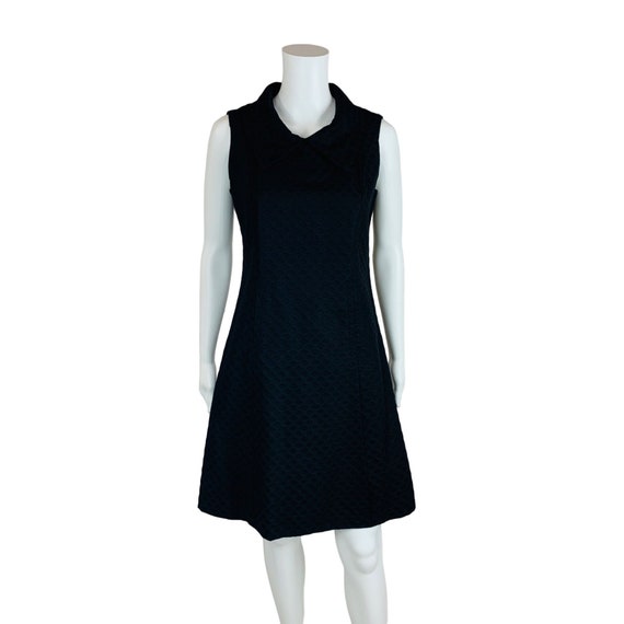 Vintage 1960s Mod Mini Dress Black Circles Peter Pan Collar | B 36"