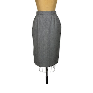 Vintage 80s Houndstooth Skirt Womens XS Black White Pencil