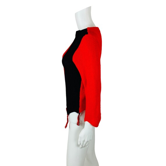 Vintage 1950s Harlequin Sweater Colorblock Red Bl… - image 7