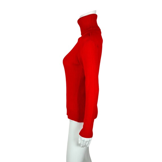 Vintage 70s Turtleneck Solid Red Women's Acrylic … - image 6