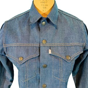 Vintage 1960s Denim Jacket Levi's Snap Button Light Blue Shirt B 37 image 4