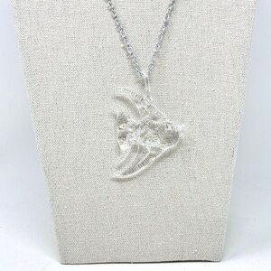 Vintage Fish Necklace Glass Tropical Silver Chain Pendant