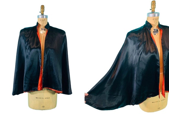 Vintage 1930s Satin Cape Julius Garfinckel & Co B… - image 1