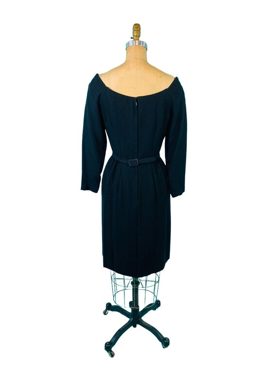Vintage 1950s Black Cocktail Dress Off The Should… - image 9