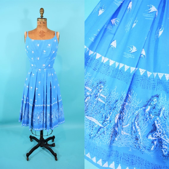 Vintage 1950s Novelty Dress | Blue Sun Fashions Ha