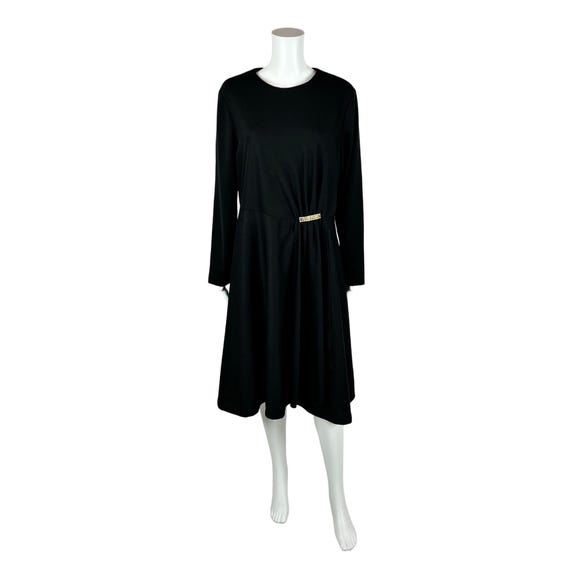 Vintage 70s Cocktail Dress Women's Extra Large Black Bombshell Rhinestone Waist Sash Volup