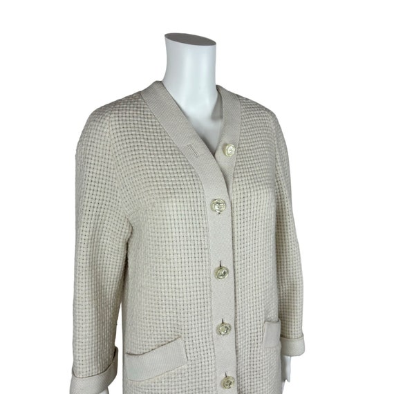 Vintage 70s Cable Knit Coat Women's Small Cream B… - image 5