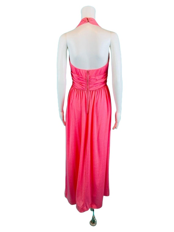 Vintage 1970s Halter Dress Hot Pink Barbie Gown |… - image 9