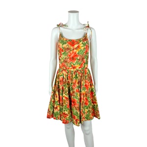 Vintage 50s Hawaiian Dress Women&#39;s Small Hibiscus Floral Print Sundress Waltah Clarke&#39;s