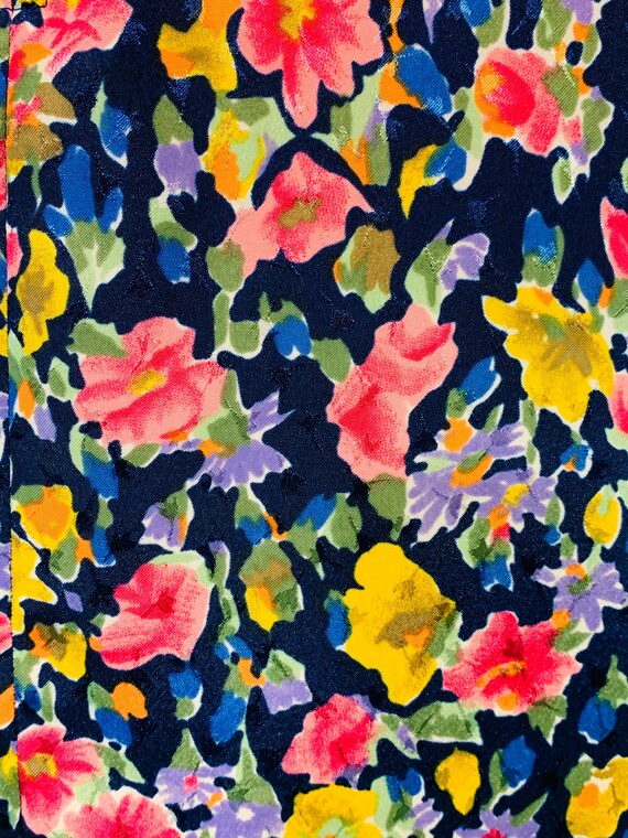 Vintage 1980s Floral Watercolor Dress 1940s Style… - image 6