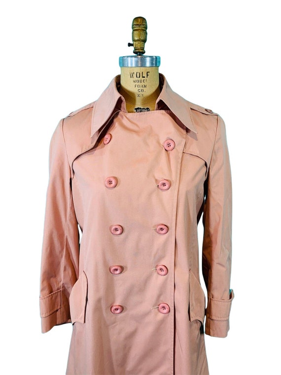 Vintage 1980s Light Peach Pink Trench Coat | B 40" - image 3