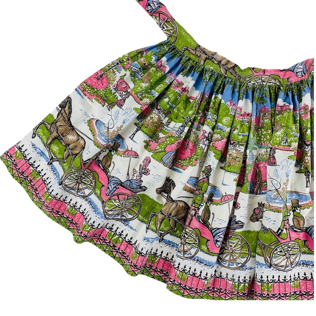 Vintage 1950s Courting Couple Carriage City Novelty Print Half Apron - Etsy