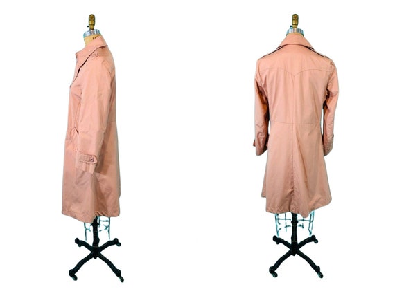 Vintage 1980s Light Peach Pink Trench Coat | B 40" - image 10