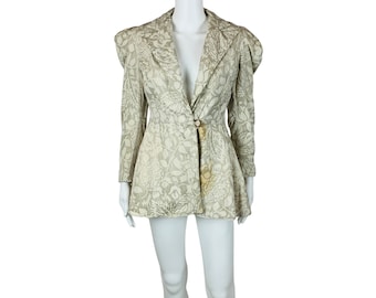 Vintage 90s Oversized Puff Sleeve Leather Jacket in Black XL